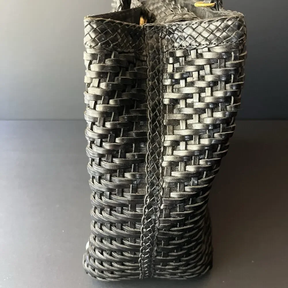 Vintage CEM Woven Woven Shoulder Bag Black